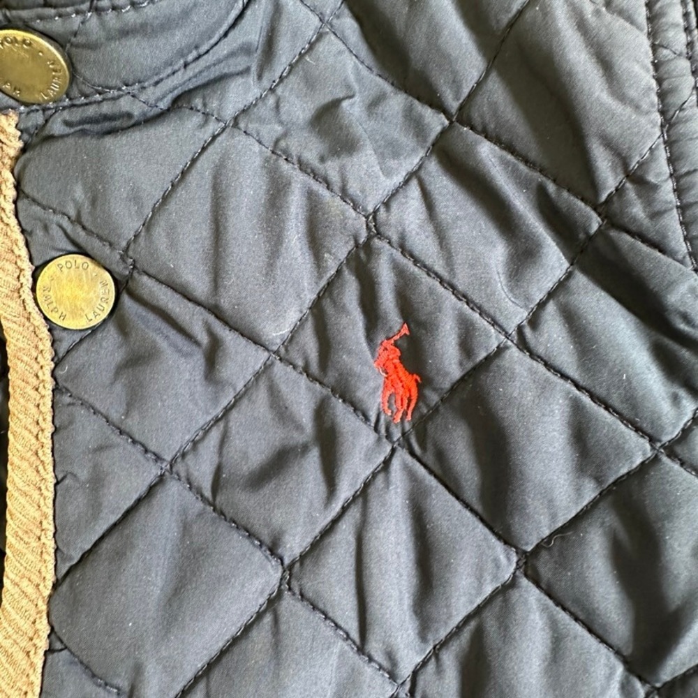 Polo Ralph Lauren Navy Blue Quilted Jacket Corduroy Trim 24M Baby Boy - Picture 8 of 16